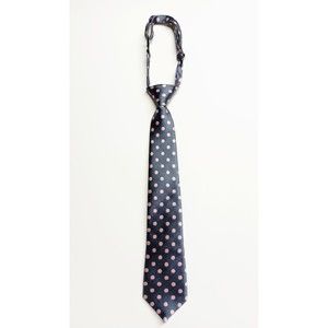 R JUNIOR TIE, GRAY WITH PINK DOTS, SIZE 4-7